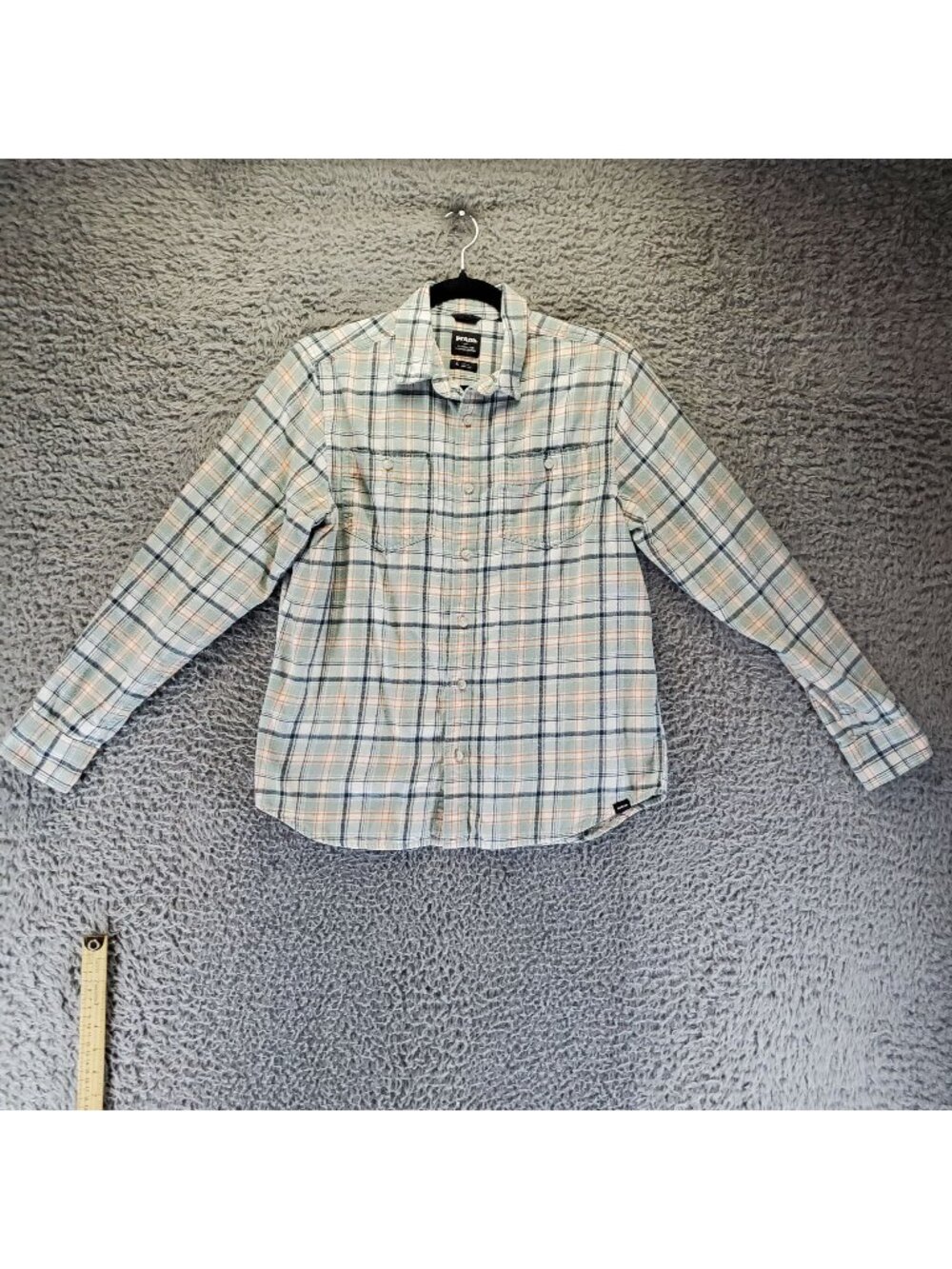 Prana Shirt Womens Small Green Plaid Flannel Organic Cotton Button Up